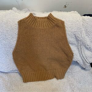 Tan Sleeveless Turtleneck Sweater